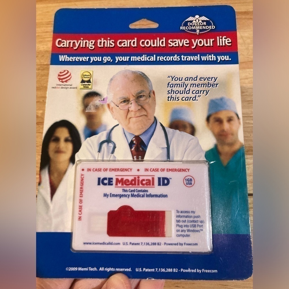 4/$25 ICE Medical ID USB card. New & never used. Pretty cool 😎